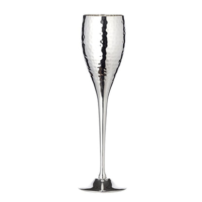 Silver-plated champagne flutes Dodo, set of 2, hammered, H 23 cm