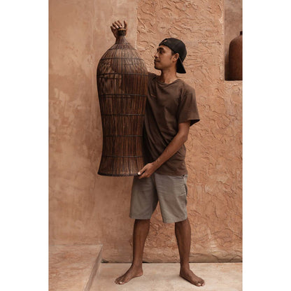 Bamboo tower pendant light 102 cm - dark walnut