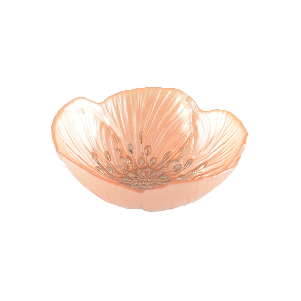 Glass bowl, fluted - salmon, 16 cm