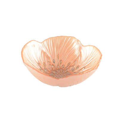 Glass bowl, fluted - salmon, 16 cm