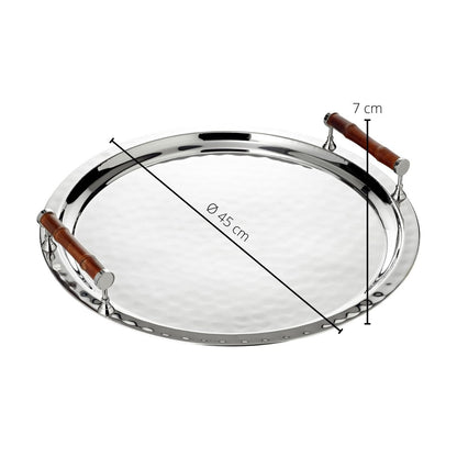 Bambus-Rundtablett Ø47 cm, Rand vernickelt