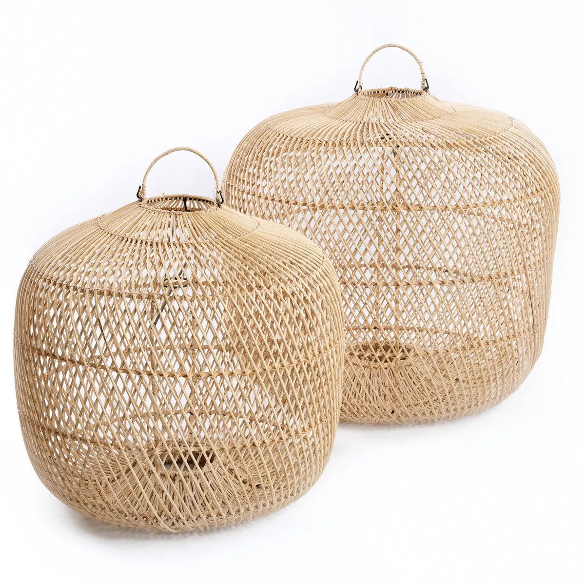 Rattan-Hängeleuchte 58 cm – natur, handgefertigt
