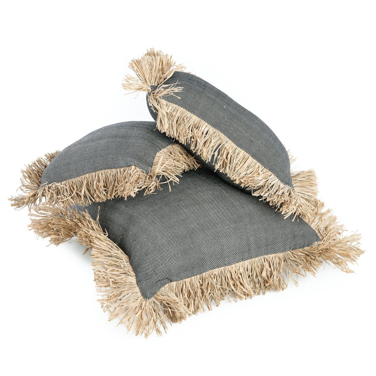 Pudebetræk i bomuld 60×60 cm – natur og sort, Indonesien