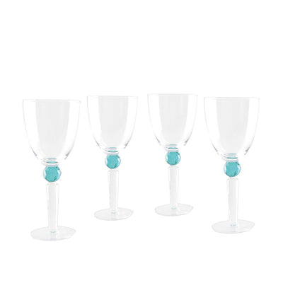 Weingläser aus Glas mit grünem Diamantfuß, 4er-Set