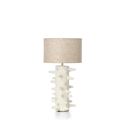 Papmaché bordlampe, hvid, mellem - håndlavet