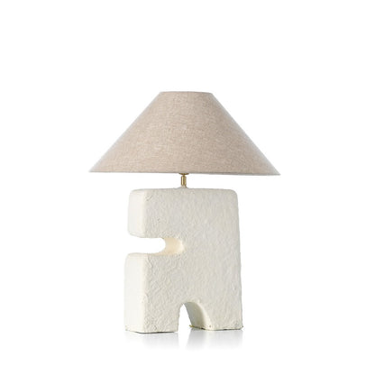 Tischlampe aus Pappmaché, weiß, groß – handgefertigt