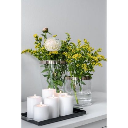 Håndpustet glasvase Charlotte, 24 cm - platinrand