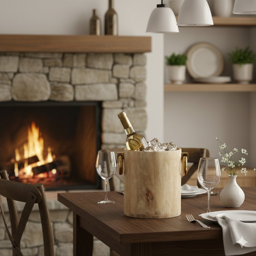 Gold and white metal champagne bucket 25×30×28 cm