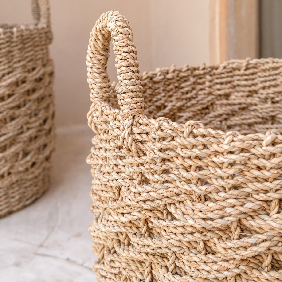 Seegras-Aufbewahrungskorb 38 cm - beige, M
