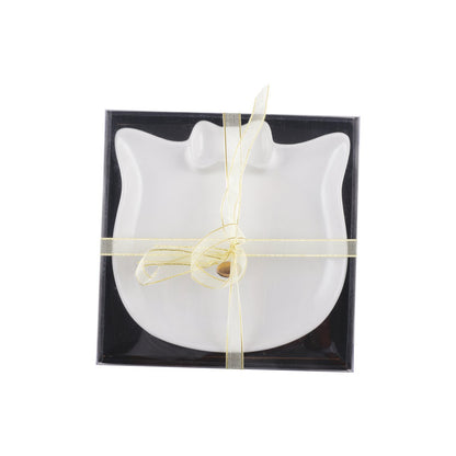 Ceramic cat dessert plate with gold nose 18cm