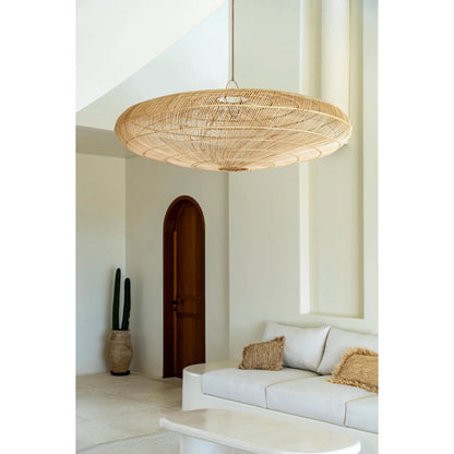 Rattanscheiben-Pendelschirm 150 cm – flaches Geflecht, Indonesien