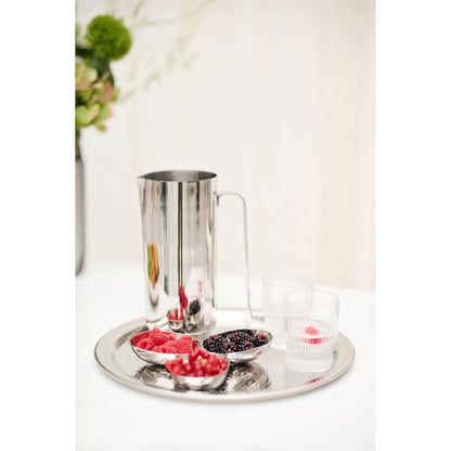 Stainless steel serving tray, hammered 34 cm