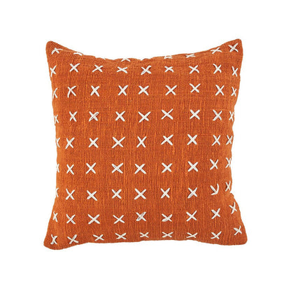 Bomuldspudebetræk 50×50 cm – terracotta og hvid, Indonesien