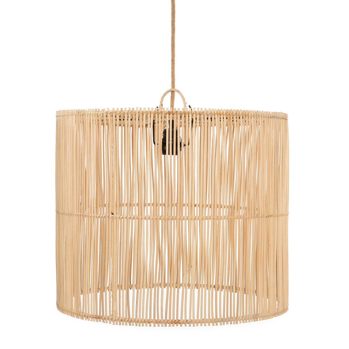 Håndvævet pendelskærm af rattan 45 × 50 cm – lodret stangflet
