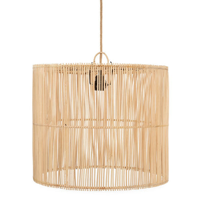 Håndvævet pendelskærm af rattan 45 × 50 cm – lodret stangflet