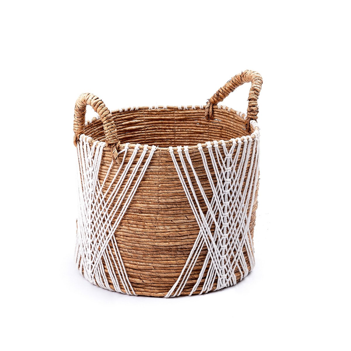 Jute & cotton storage basket LAWU 40 cm - handwoven, size L