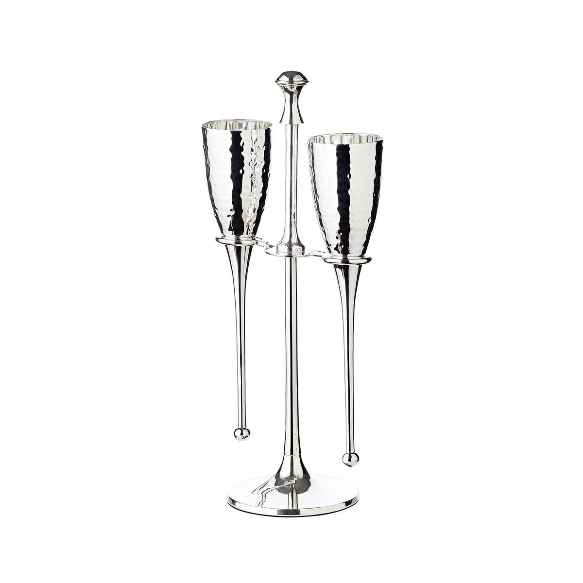 Stählerne Sektflöten mit Ständer, 32 cm - versilbert