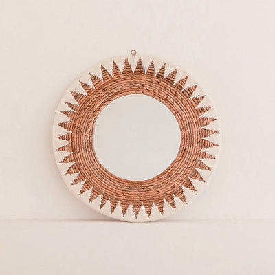 Woven cotton cord round wall mirror 60 cm AWAN