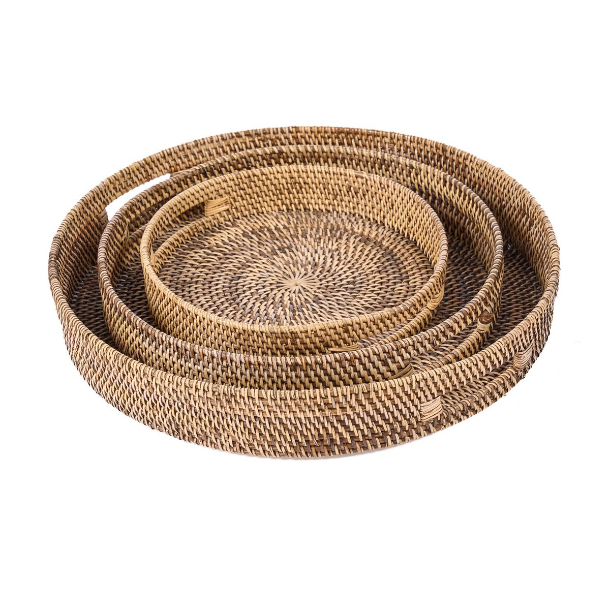 Serveringsbakke i rattan, 41 cm – håndvævet, naturlig