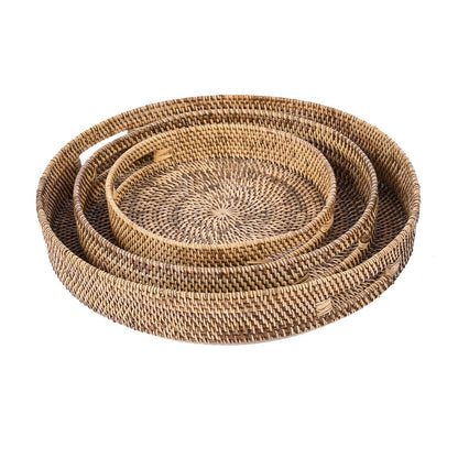 Serveringsbakke i rattan, 41 cm – håndvævet, naturlig