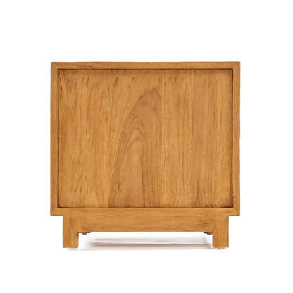 Natbord i teak og flet, håndvævet - Natur