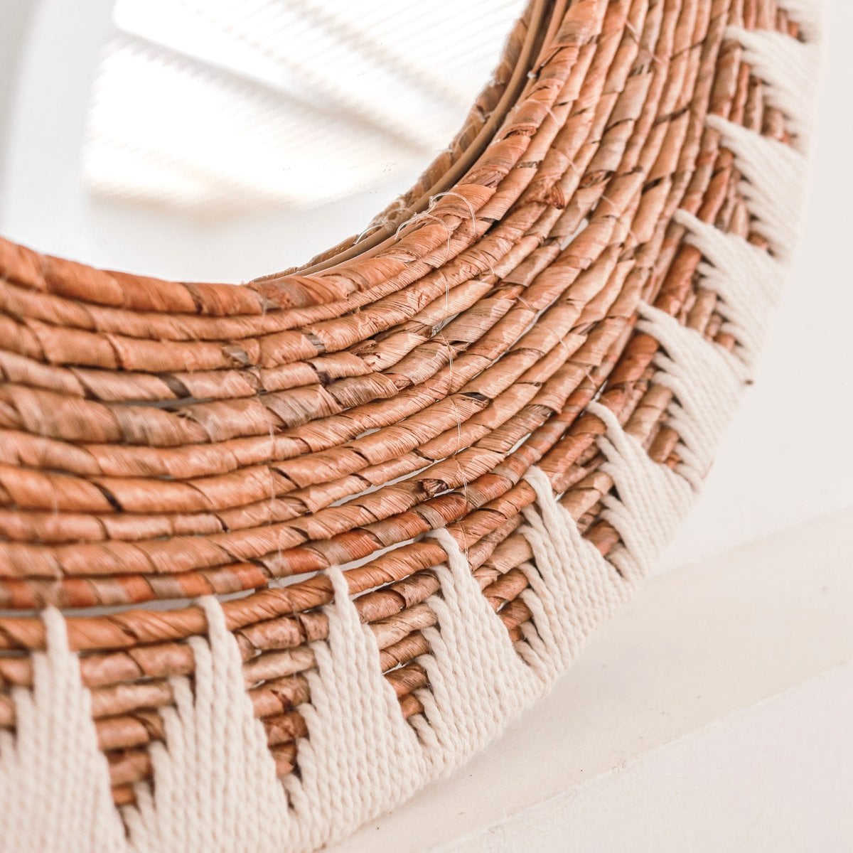 Woven cotton cord round wall mirror 60 cm AWAN