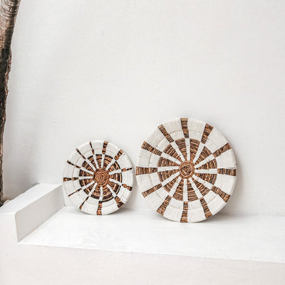Jute & cotton wall basket Hutan 40 cm – geometric pattern
