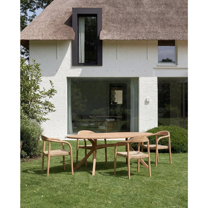 Spisebord i teak, ovalt, 225 cm - håndlavet