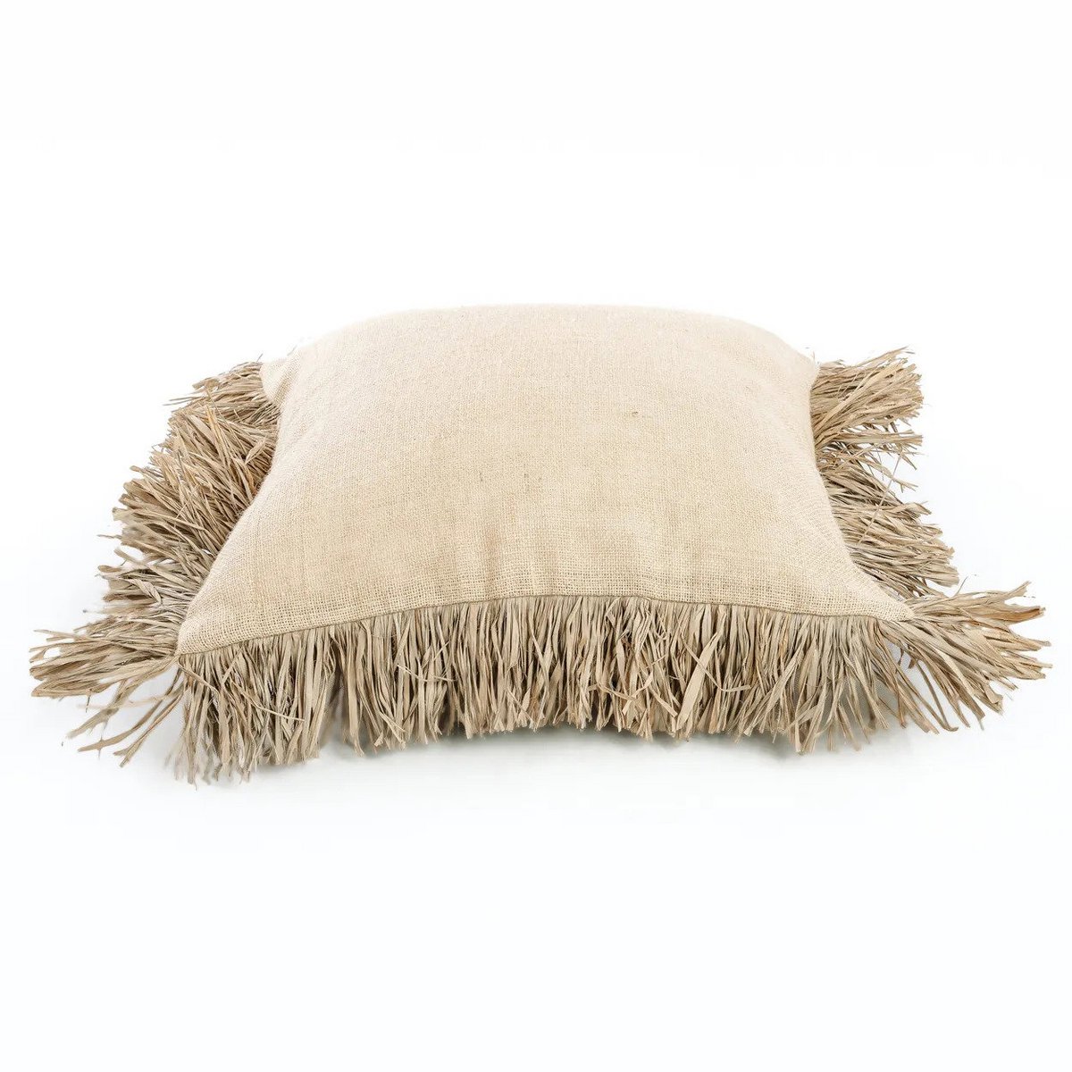 Kissenbezug aus Baumwolle mit Jutekordel, 60×60 cm - Natur