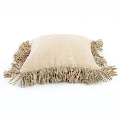 Kissenbezug aus Baumwolle mit Jutekordel, 60×60 cm - Natur