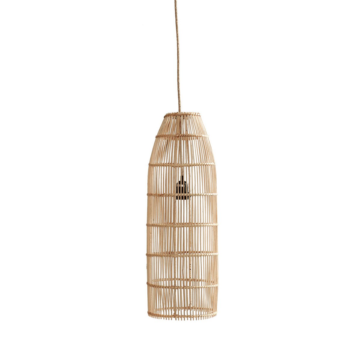 Rattan Pendelleuchte, Ø 62 cm – Flechtwerk Fischreuse, natur