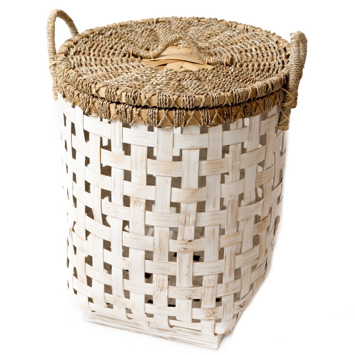 Wäschekorb IRAYA aus Bambus und Rattan mit Deckel, 41 cm