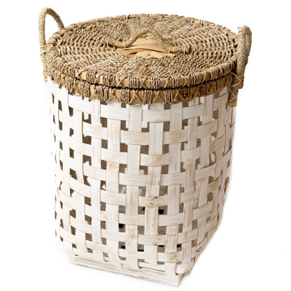 Wäschekorb IRAYA aus Bambus und Rattan mit Deckel, 41 cm