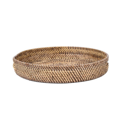 Rattan-Serviertablett, 41 cm – handgeflochten, natur