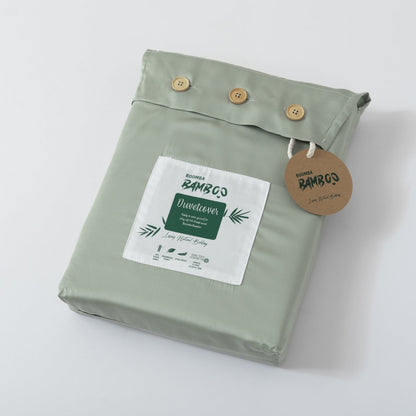 Bamboo duvet cover, 140x220 cm, sage green – button