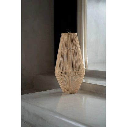 Rattan-Hängeleuchte 30×60 cm – vertikale Stangenwebung, handgefertigt