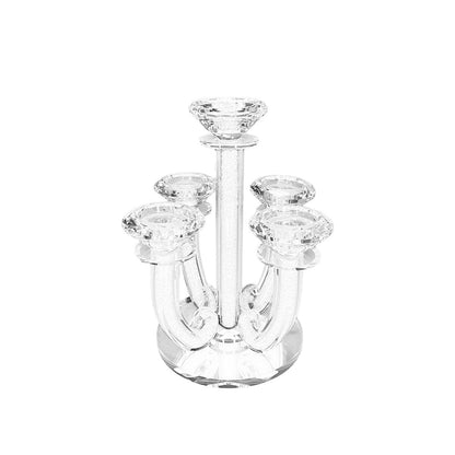 Kerzenhalter aus Kristall, 5-flammig, mit Diamantdetails - 20×23 cm