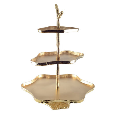 Metalkagestativ 3-etagers, 44,5 cm - guld