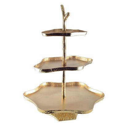 Metall-Tortenständer 3-stöckig, 44,5 cm - gold
