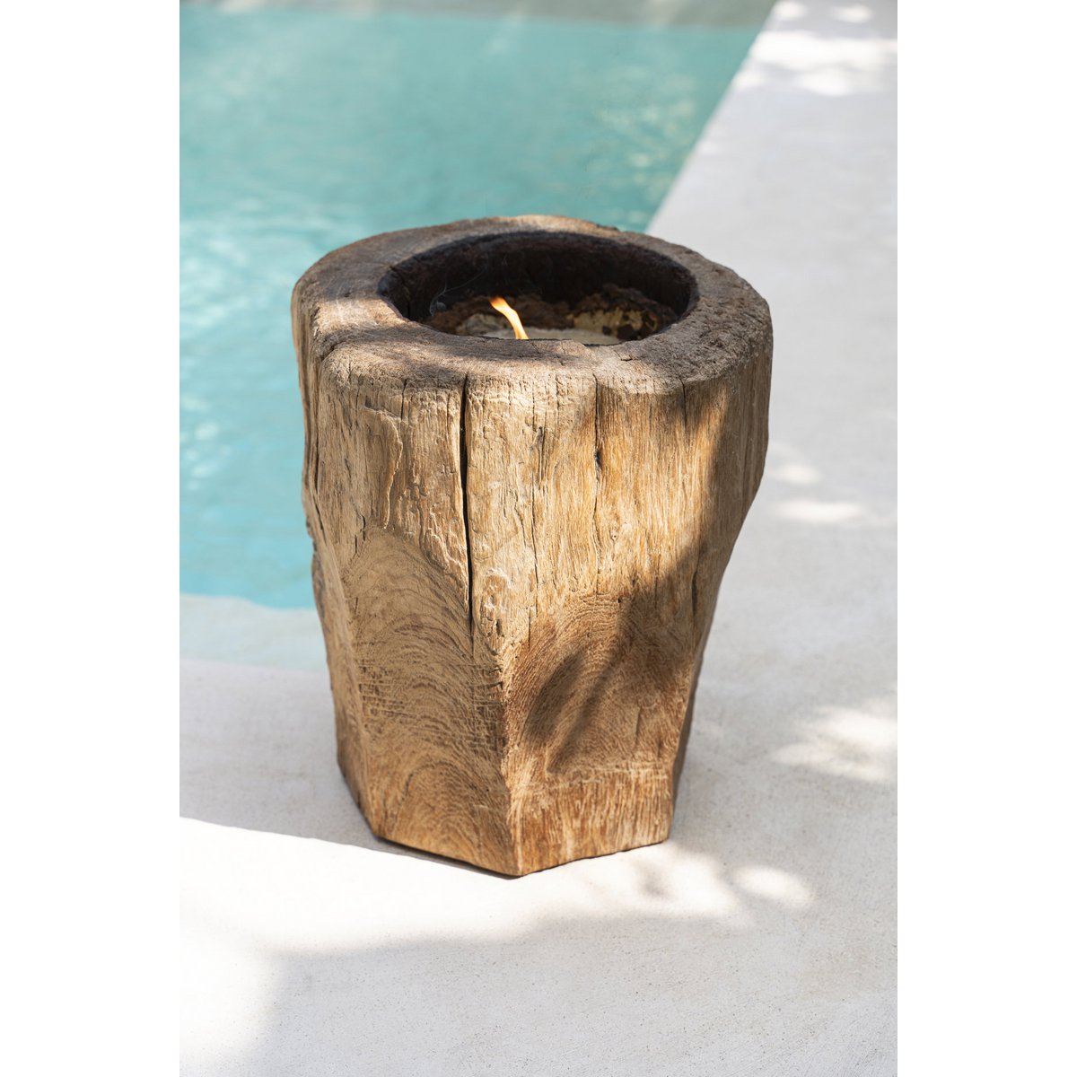 Kerzenstamm aus Holz, handgefertigt - Natur