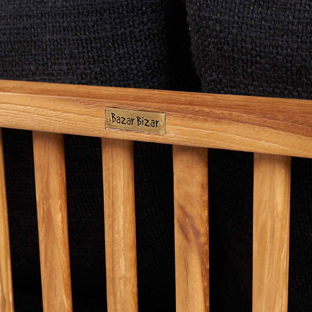 Teaktræs to-personers sofa, beige og sort - 140 cm