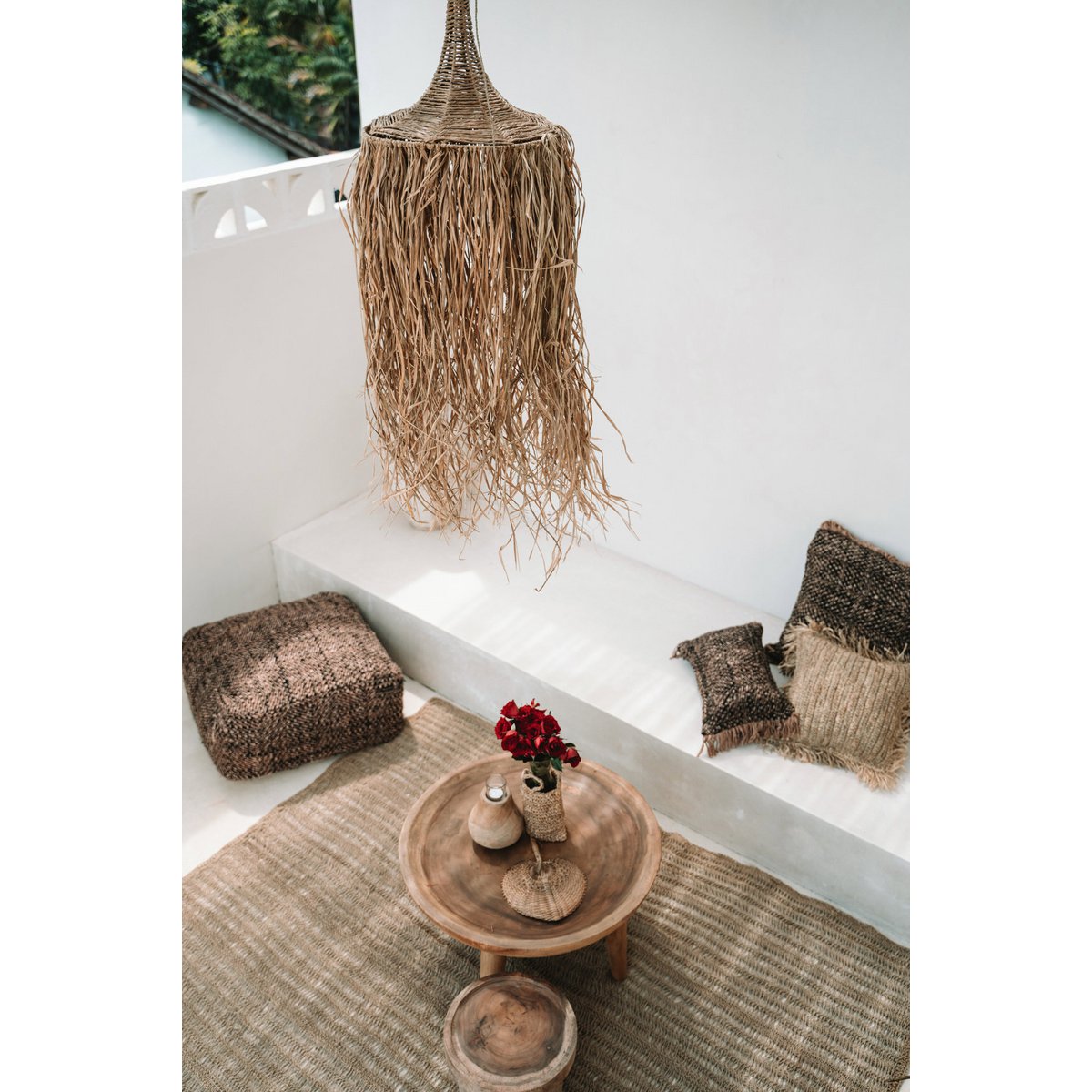 Raffia-Hängeleuchte – 40 cm breit, 150 cm Abhängung