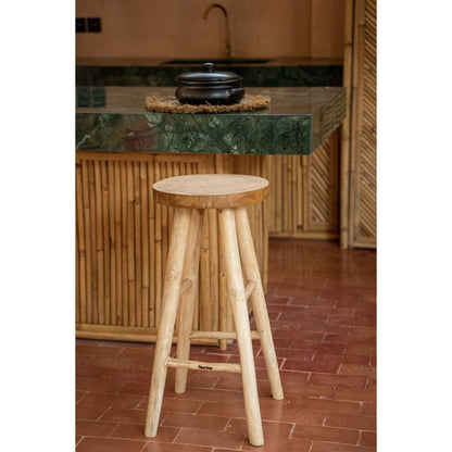 Teak-Barhocker mit Vierfußgestell – 75 cm