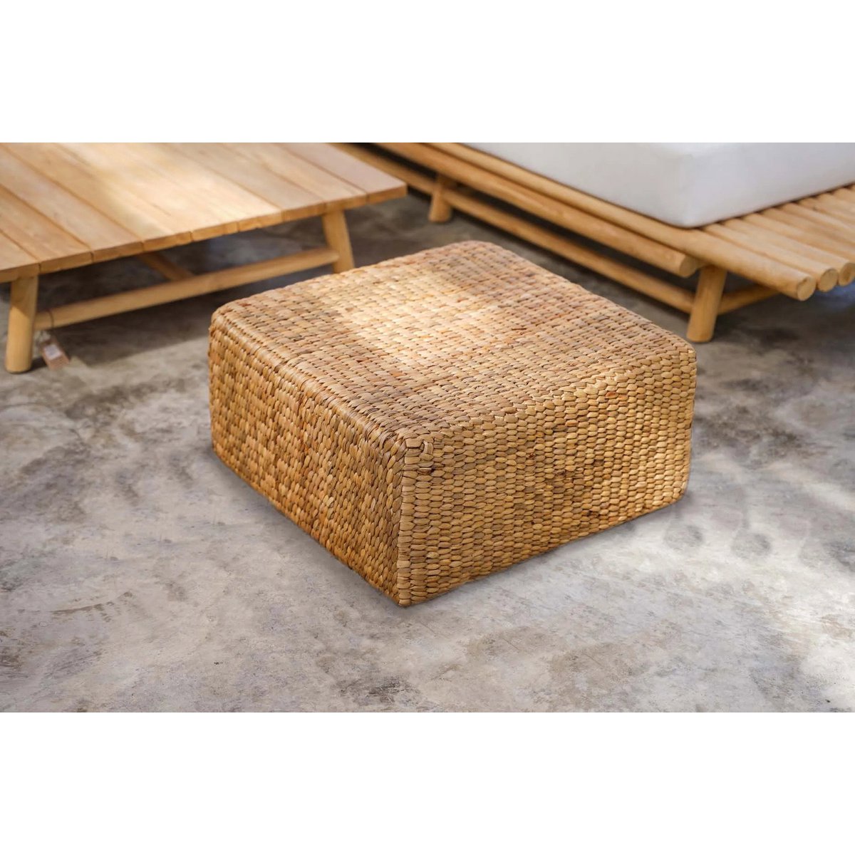 Sitzhocker Seegras 60×60 cm – Natur, Indonesien