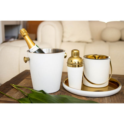 Champagnekøler i rustfrit stål, ecru og guld, 20,5 cm