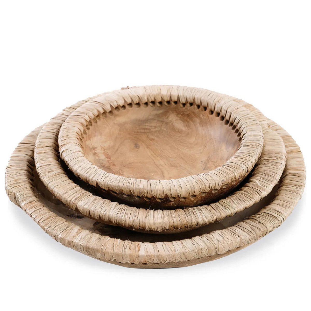 Træserveringsskål 30 cm diameter - natur, stor