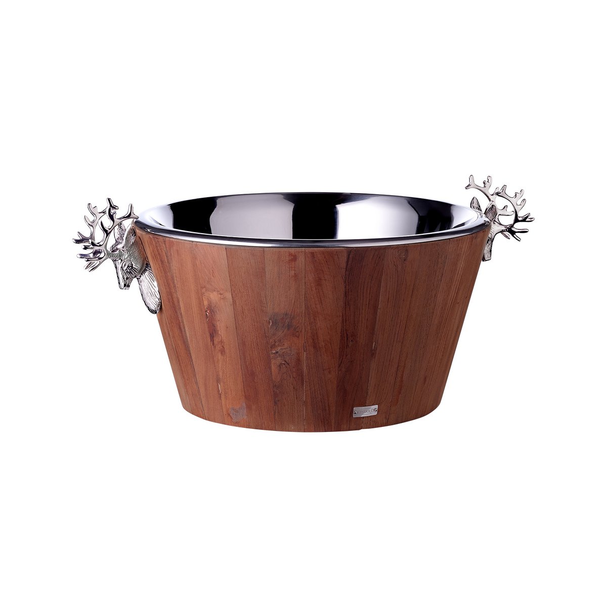 Teak & rustfri stål flaskekøler, 25 cm – holder drikkevarer kolde i 10 timer