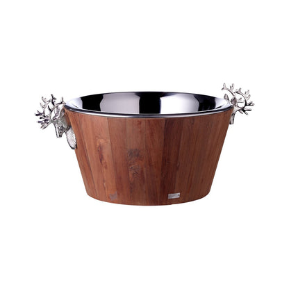 Teak & rustfri stål flaskekøler, 25 cm – holder drikkevarer kolde i 10 timer