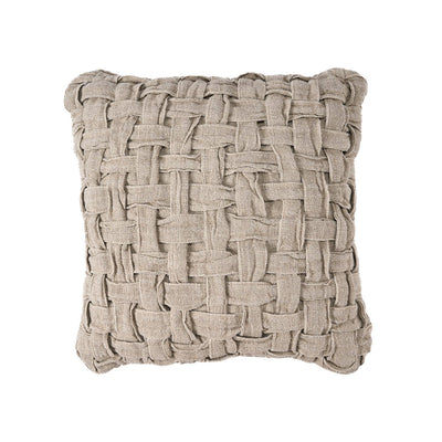 Linen cushion cover with cross-weave, natural - 50×50cm