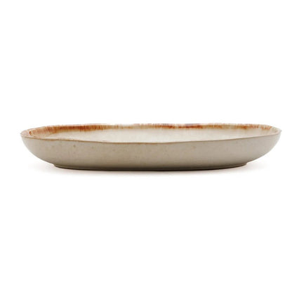 White stoneware oval plate M 24 × 13 cm - made in Portugal